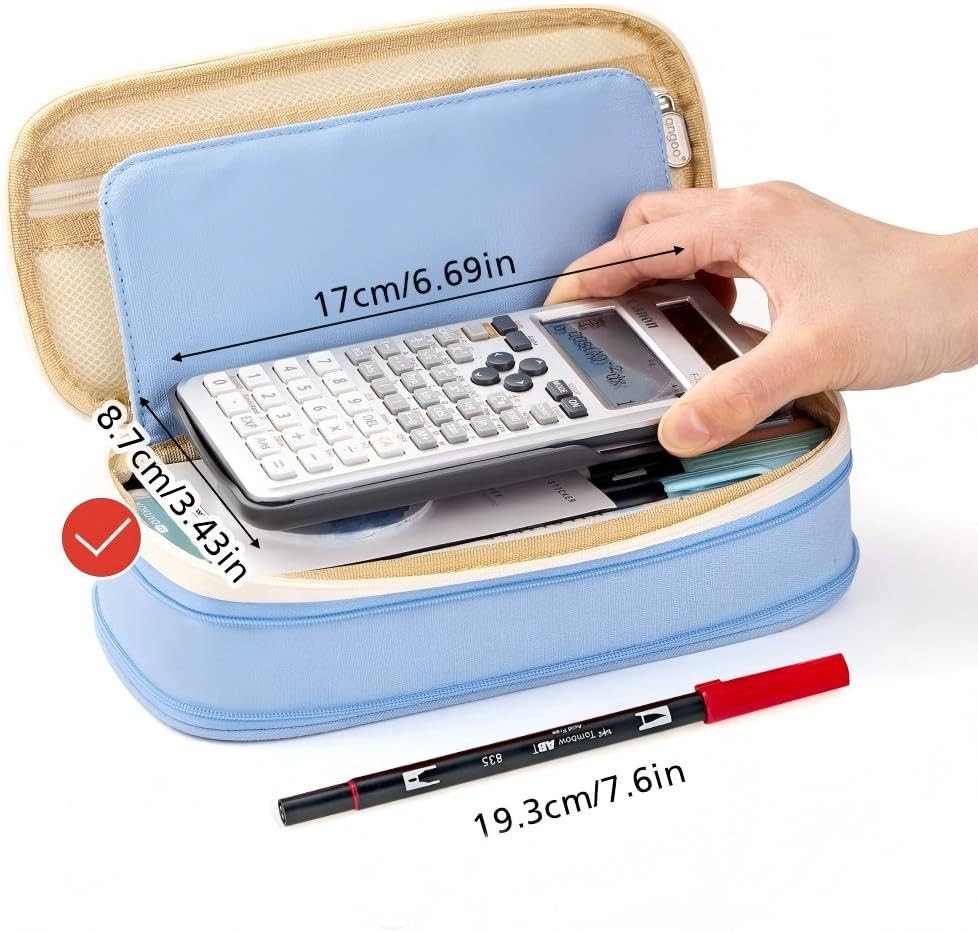 EASTHILL Big Capacity Pencil Pen Case Office College School Large, Light Blue