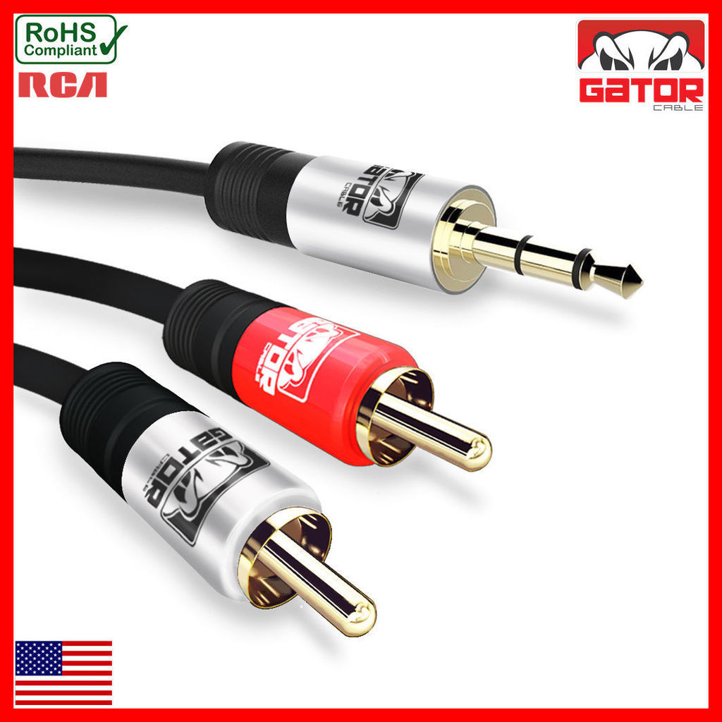AUX Auxiliary 3.5mm Audio Male to 2 RCA Y Male Stereo Cable Cord Wire Plug