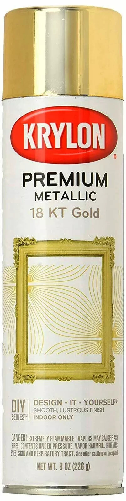 NEW Krylon 18 Karat Premium GOLD PLATE Metallic Finish PAINT Spray Can 41000