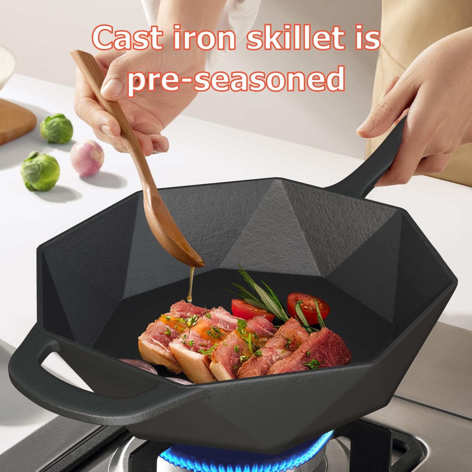 Best Aurionix Cast Iron Skillet with Lid Pre-seasoned Pans Smoker Box for Open