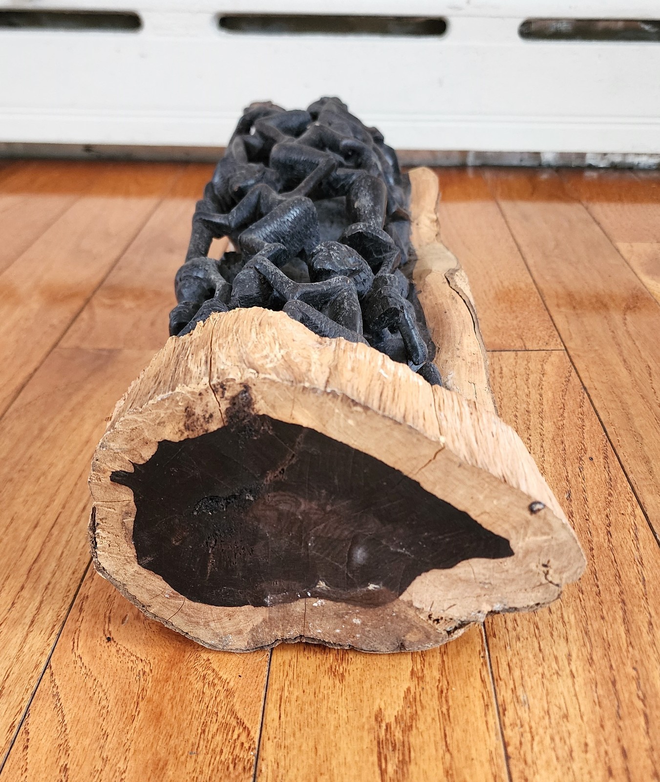 Antique African Makonde Tree of Life Ebony Wood Carving Sculpture Statue