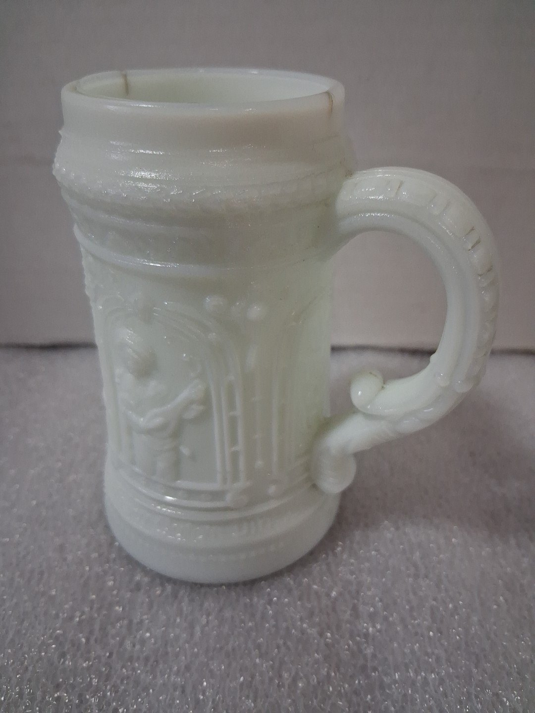Westmoreland Greentown ? Serenade Antique German Uranium Glass Stein Mug #2