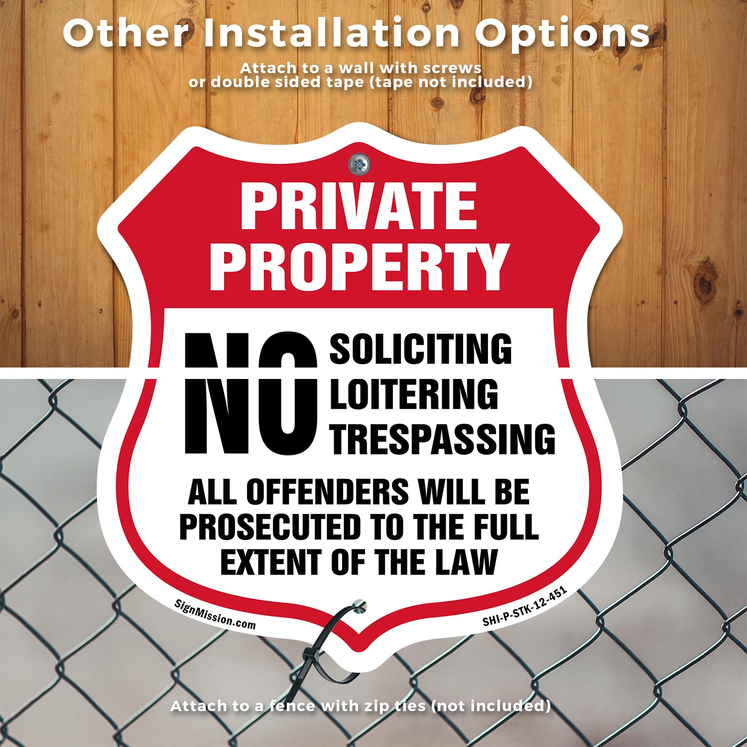 Private Property Shield Sign No Soliciting Loitering Tre Shield Sign With Stake