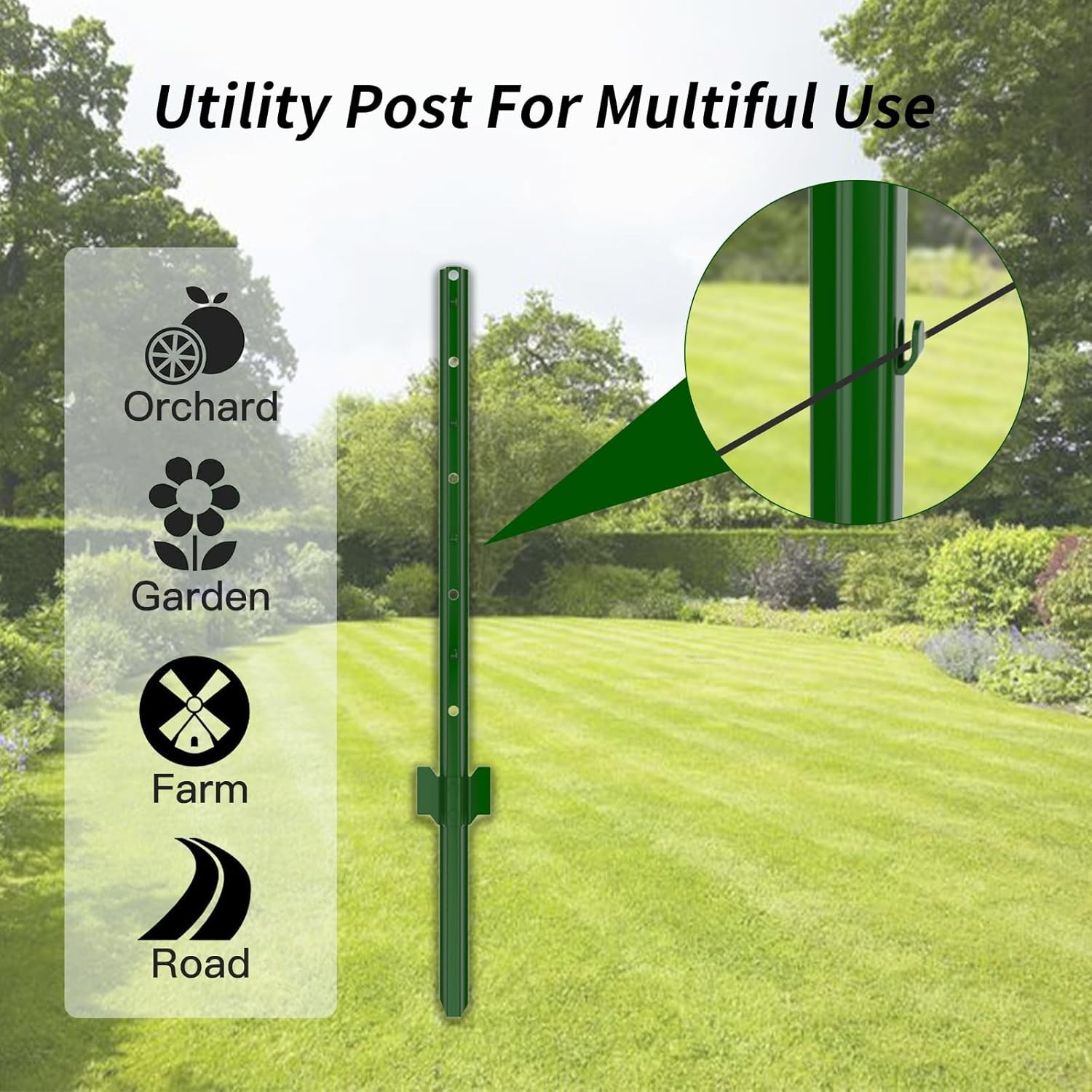 4-5-6-7 Feet Pack of 10 Heavy Duty Garden Metal Steel Fence Posts with U-Channel