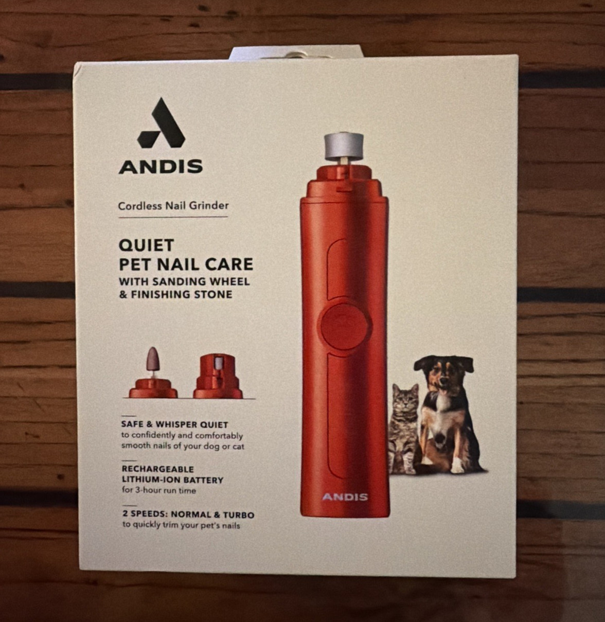 Andis Cordless Pet Nail Grinder Quiet 2-Speed - Orange - 66825 NEW SEALED FAST