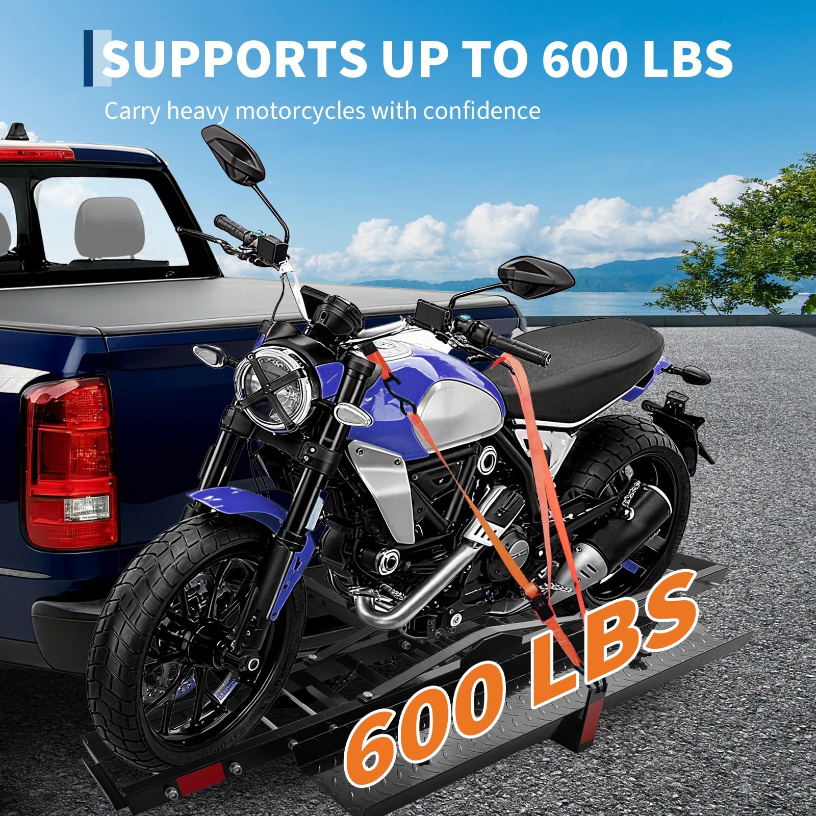 Heavy-Duty Motorcycle Dirt Bike Hitch Carrier Bike Rack 600LB Fit for Truck/SUV