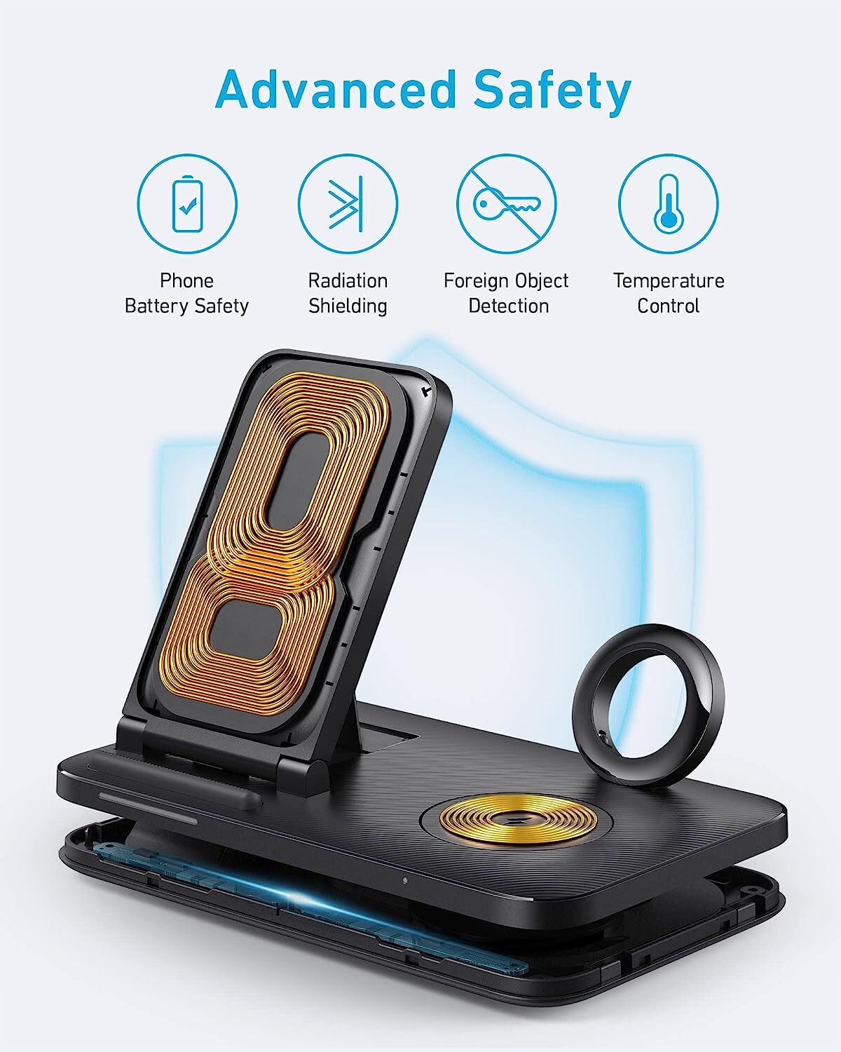 Anker 3-in-1 Wireless Charger Foldable QI Charging Station for iPhone 14-Refurb