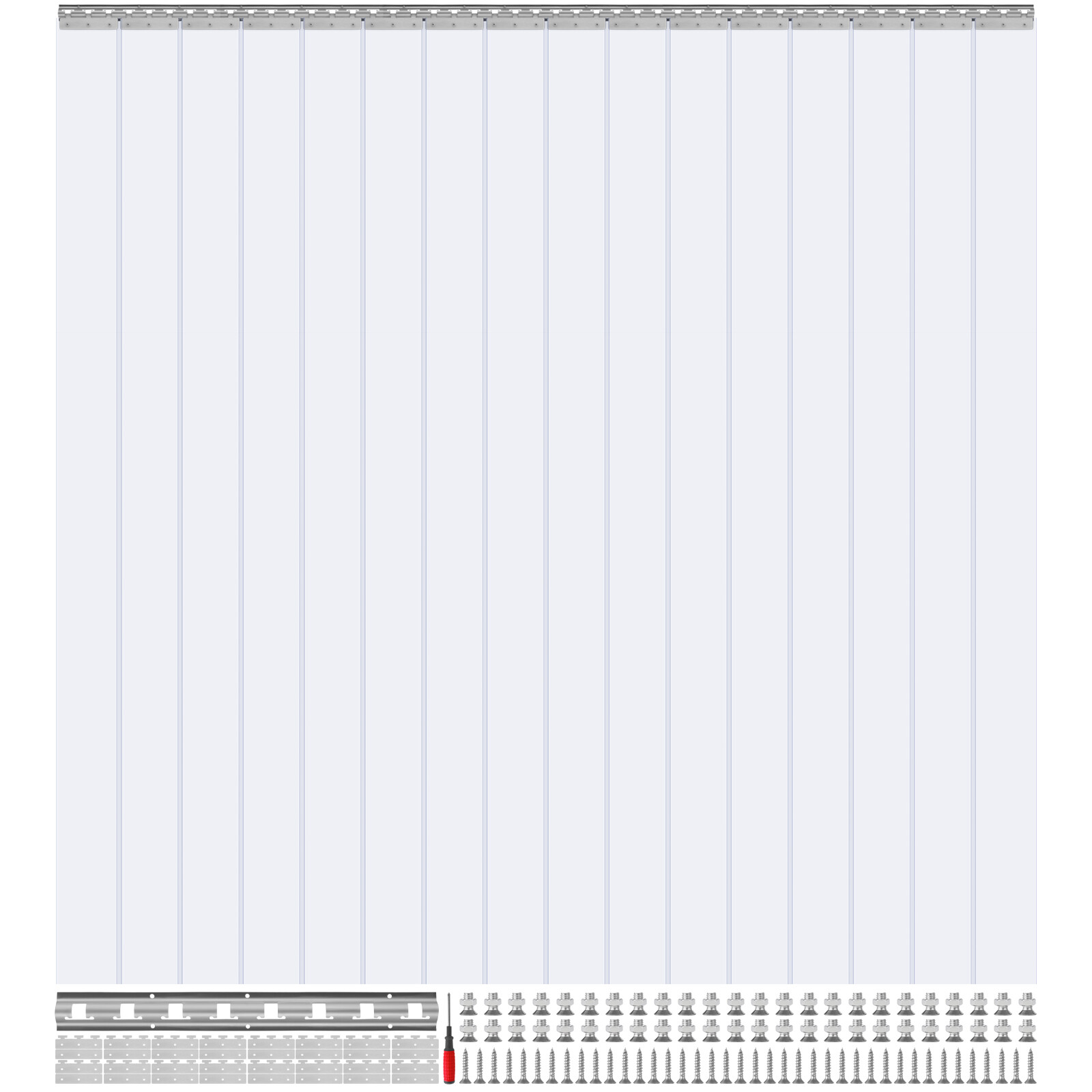 VEVOR Strip Curtain PVC Door Curtain 96" x 96" Cooler Freezer Clear Plastic