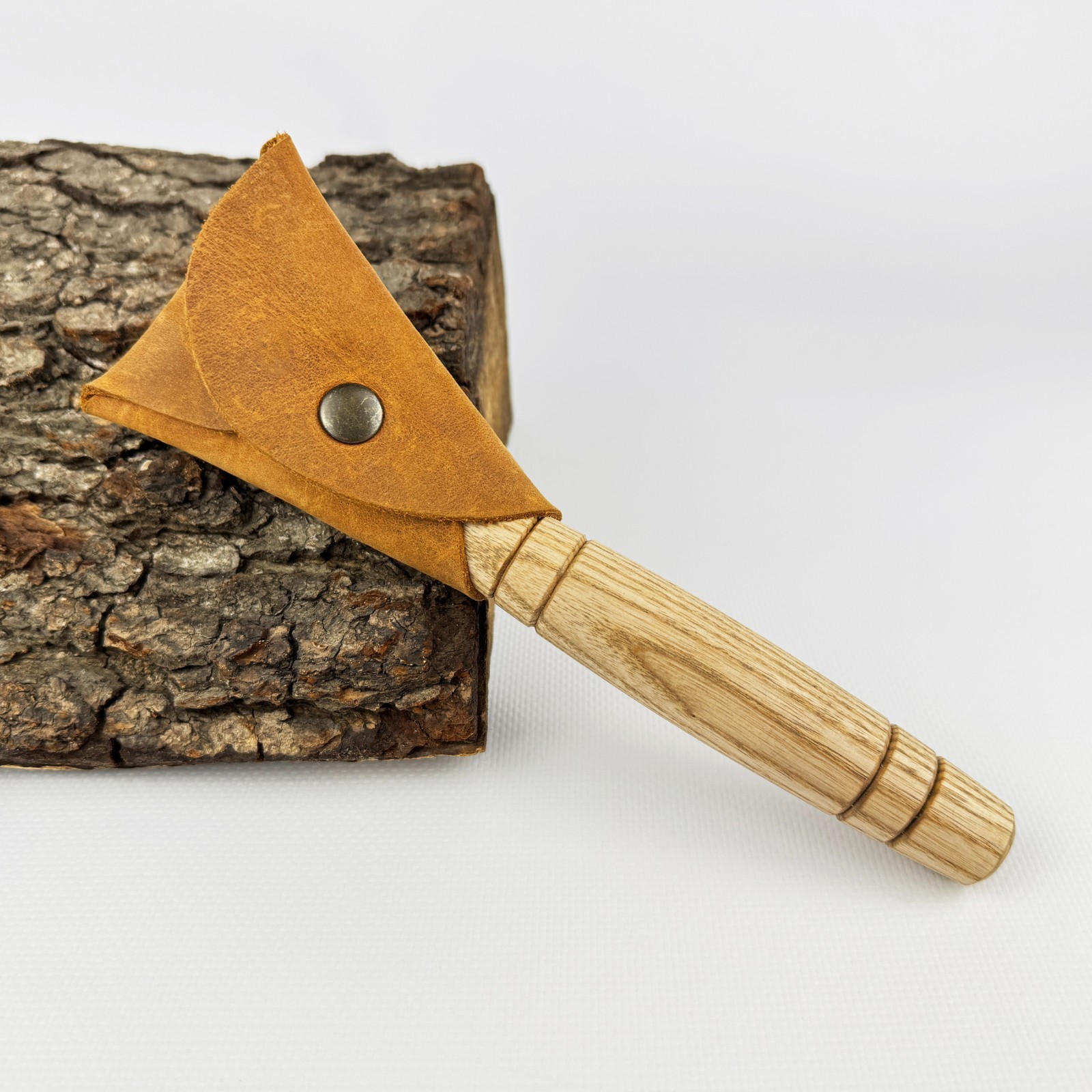 Hand-Forged Hook Knife – 52100 Steel Blade, Ash Handle, With Leather Sheath