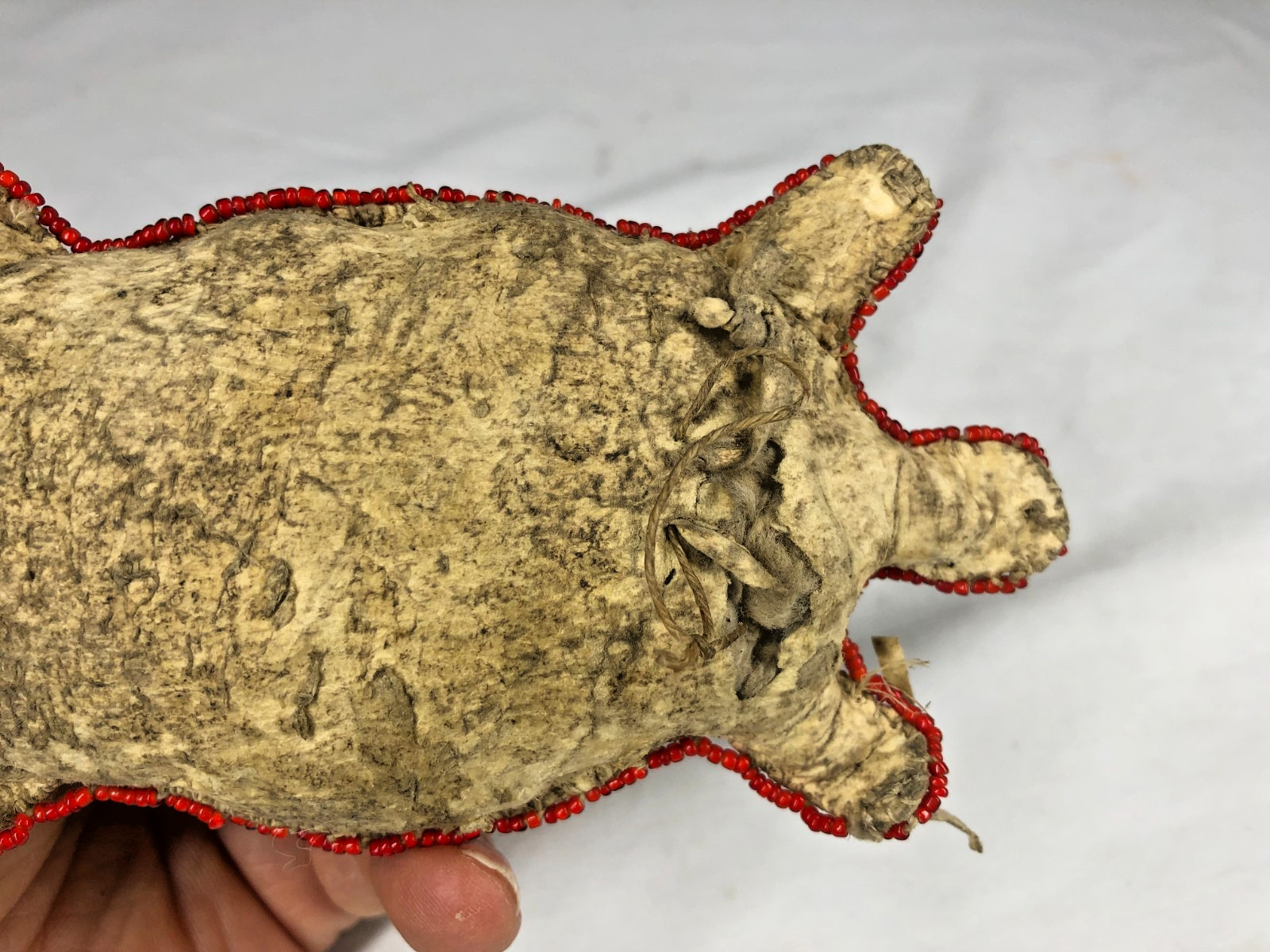 ANTIQUE ORIGINAL NATIVE AMERICAN MADE BEADED LEATHER TURTLE FETISH