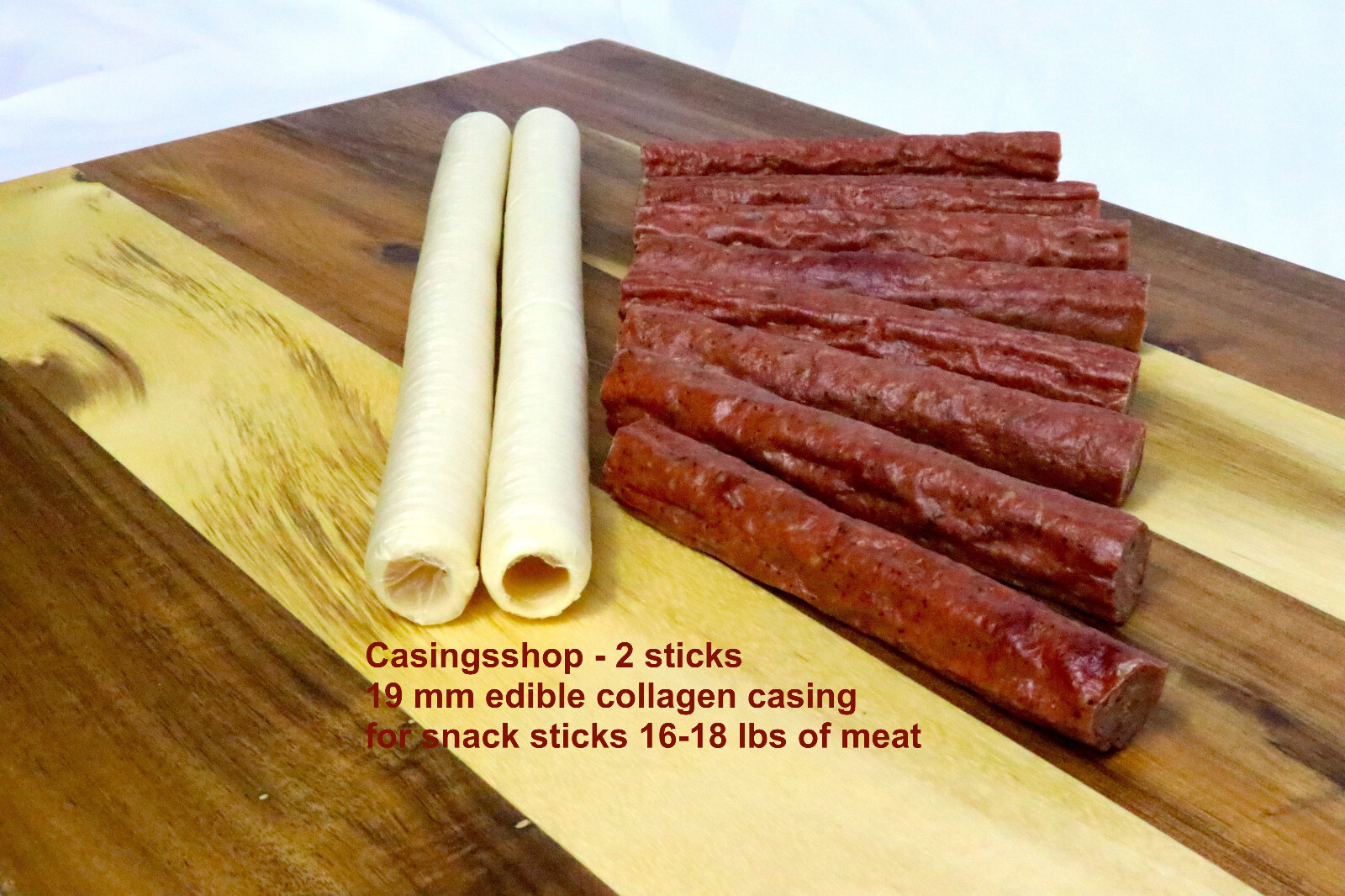 2 sticks - 19 mm Edible Collagen Sausage Casings for Snack Sticks stuffs 16 lbs