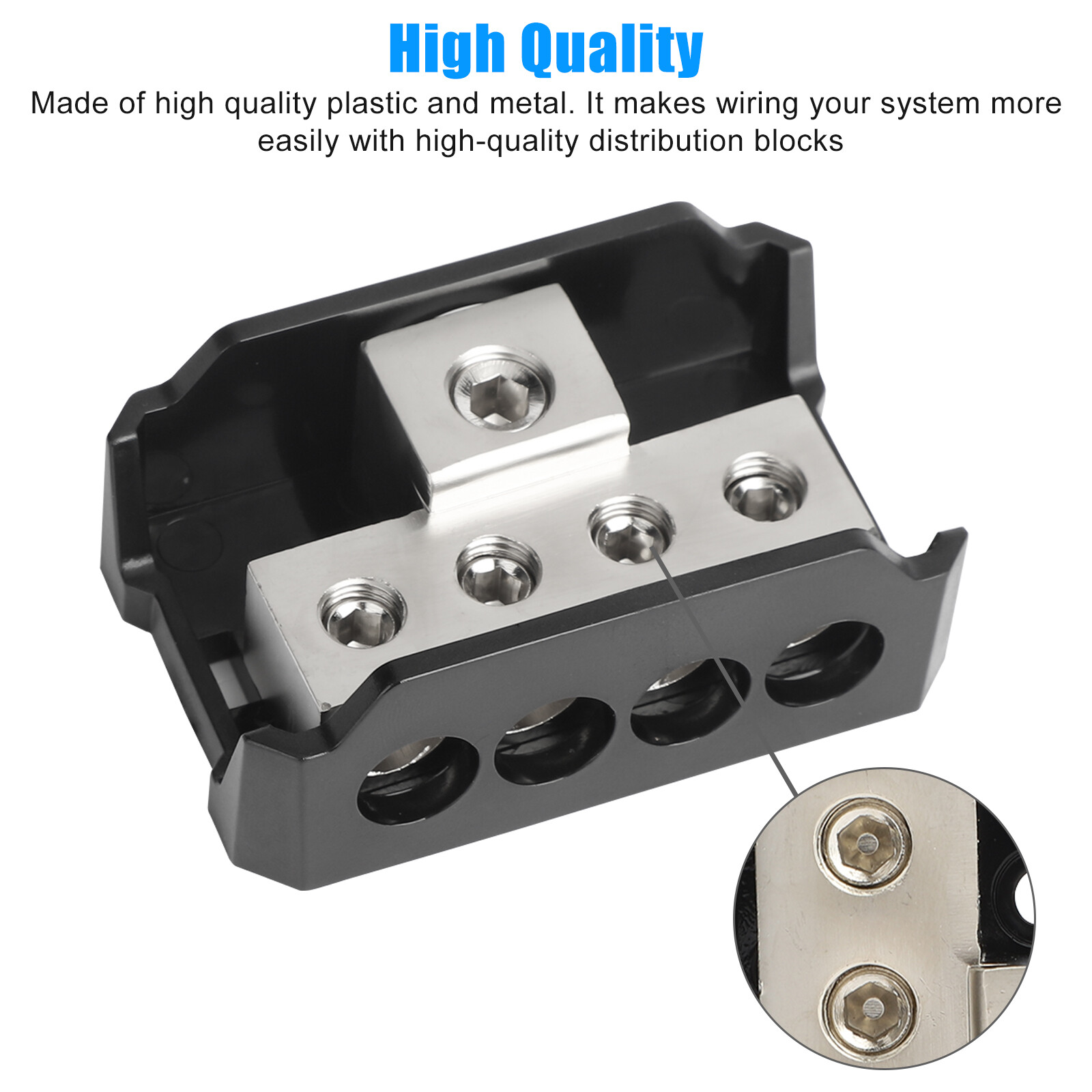 2PCS 1/0 Gauge Input to 2 x 1/0 Gauge Output Power/Ground Distribution Block Set