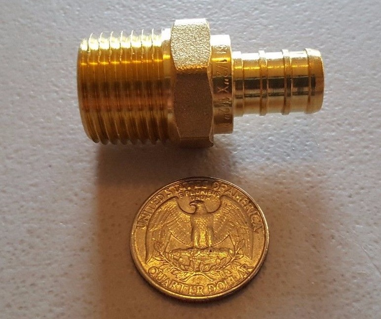 10) 1/2 PEX X 1/2" MALE NPT THREADED ADAPTER PEX B CRIMP FITTING LEAD FREE BRASS