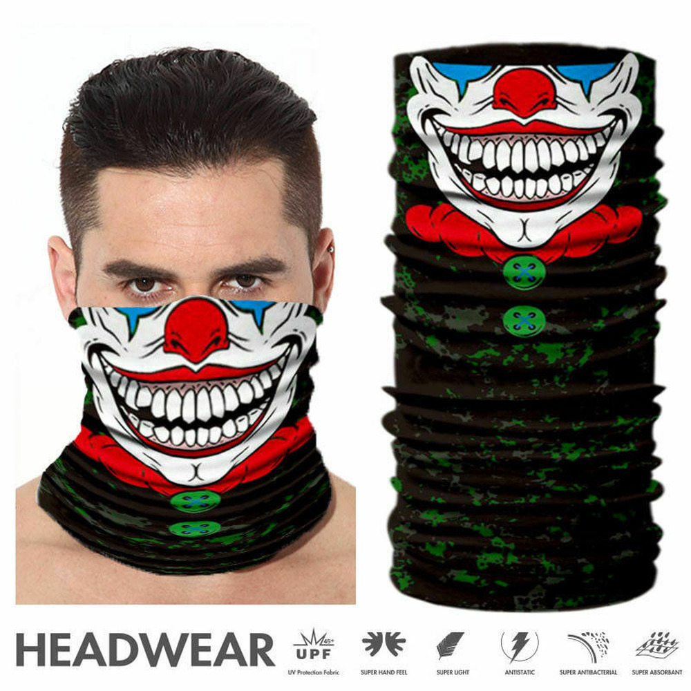 UV Protection Joker Skull Face Mask Bandanas Neck Gaiter Headwear Magic Scarf US