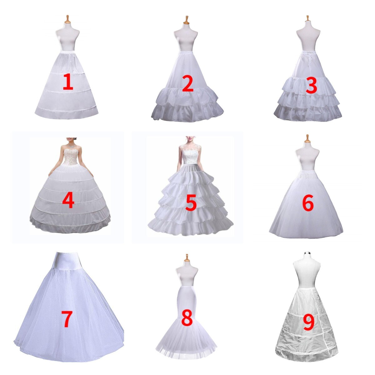 Women's Wedding Crinoline Slip Gown Underskirt White Bridal Petticoat Hoop Skirt