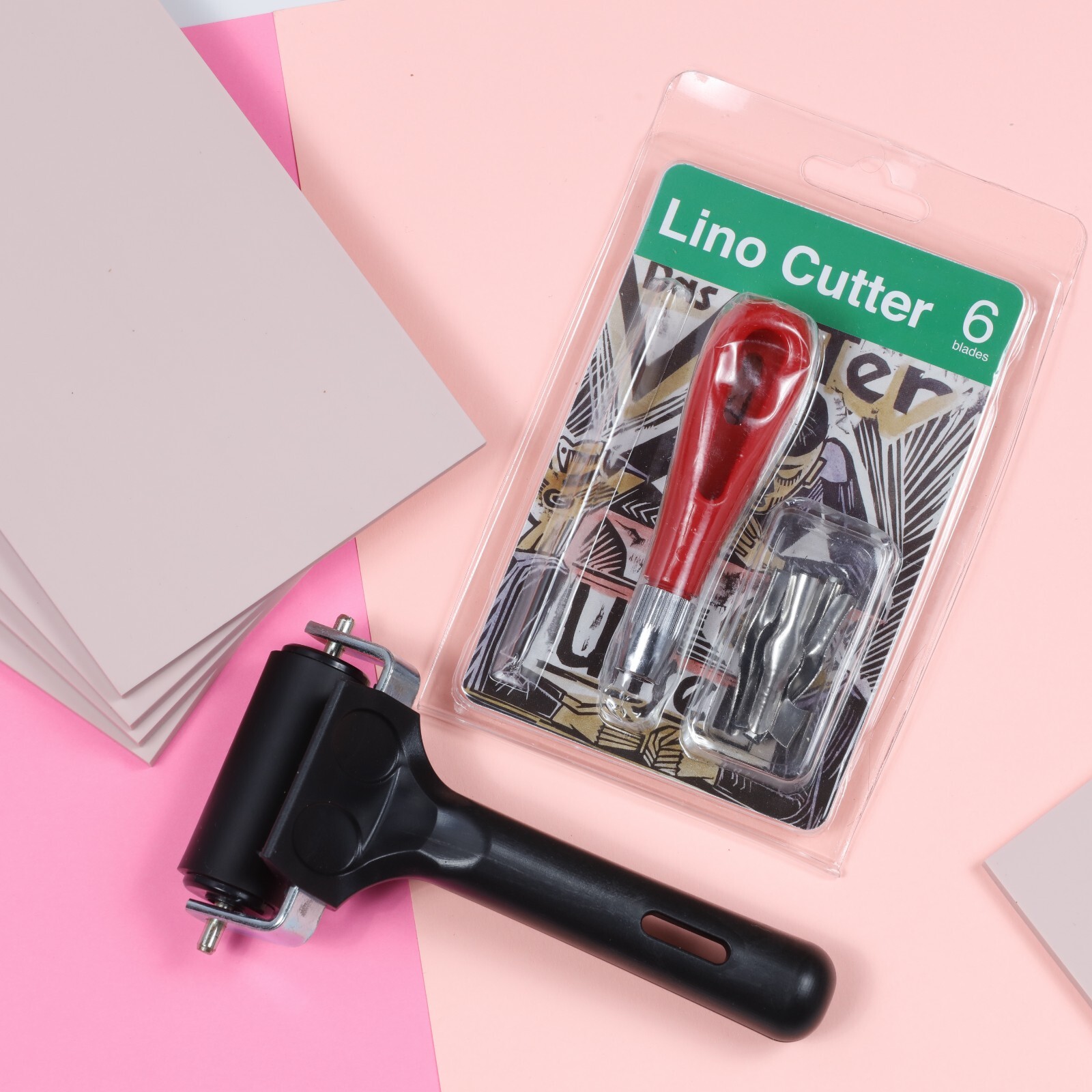 Incraftables Rubber Stamp Kit (5-Pack). Linoleum Block Kit with Cutting Blades