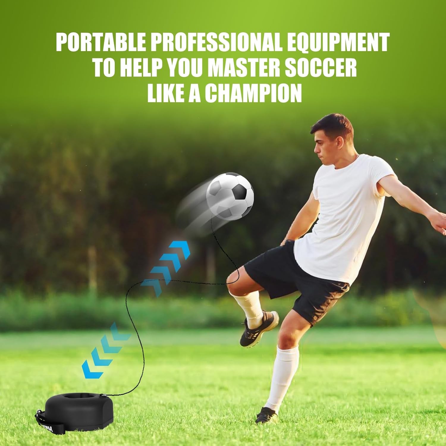 Soccer Training Set w Metal Base Portable Solo Trainer Equipment w Rebound Ball
