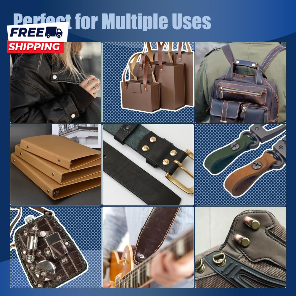 130 Sets Gunmetal Black Chicago Screws Leather Rivets Kit 7 Sizes