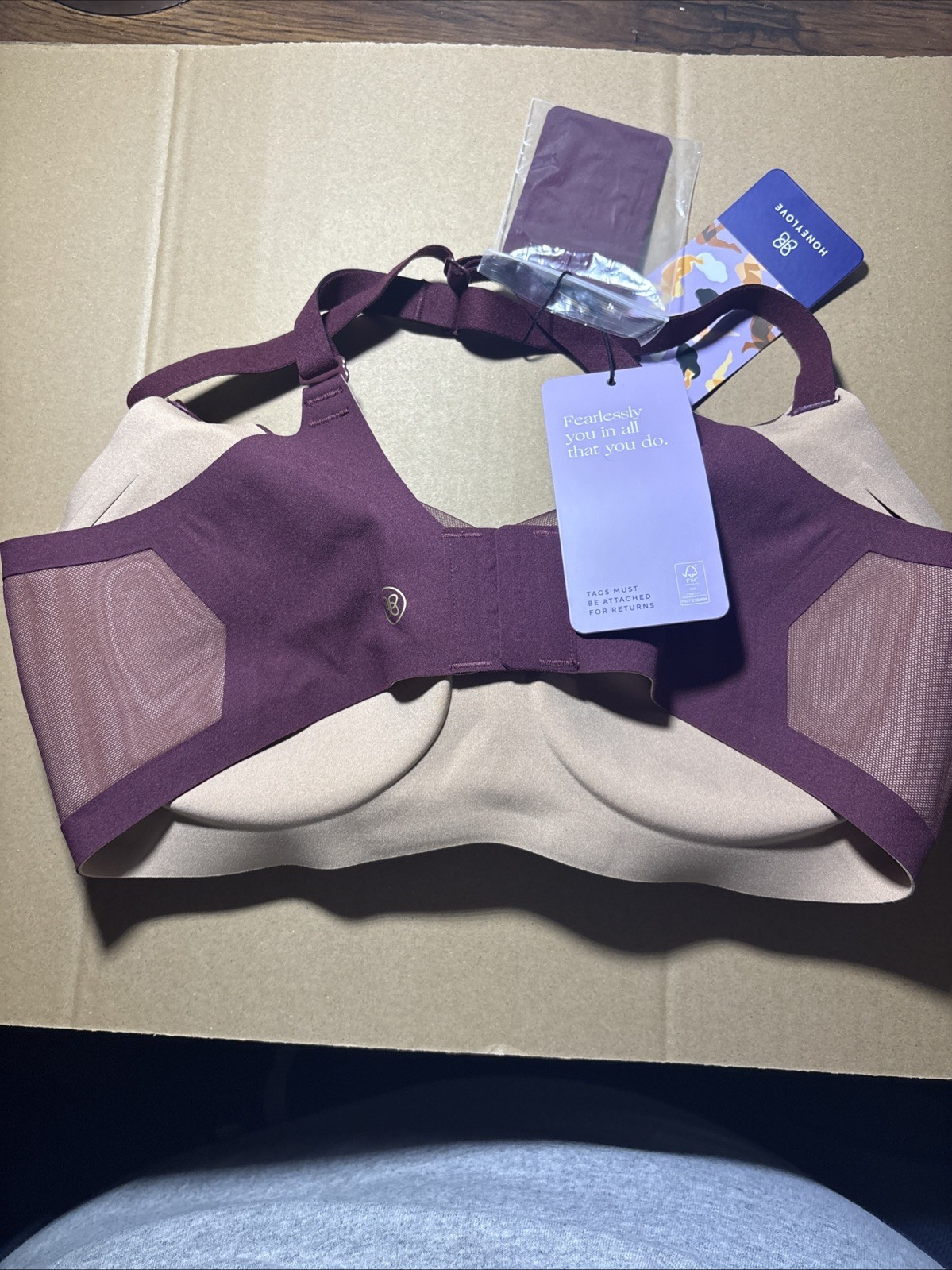 NWT Honeylove Liftwear Crossover Bra Size S Color Fig