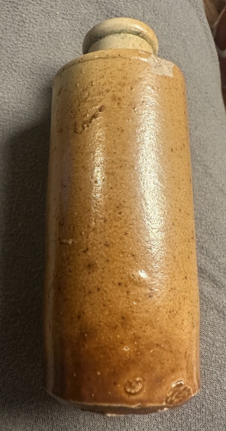 Early Pottery Cylinder Ink Well Bottle, , 4" tall Two toned 1.5" base