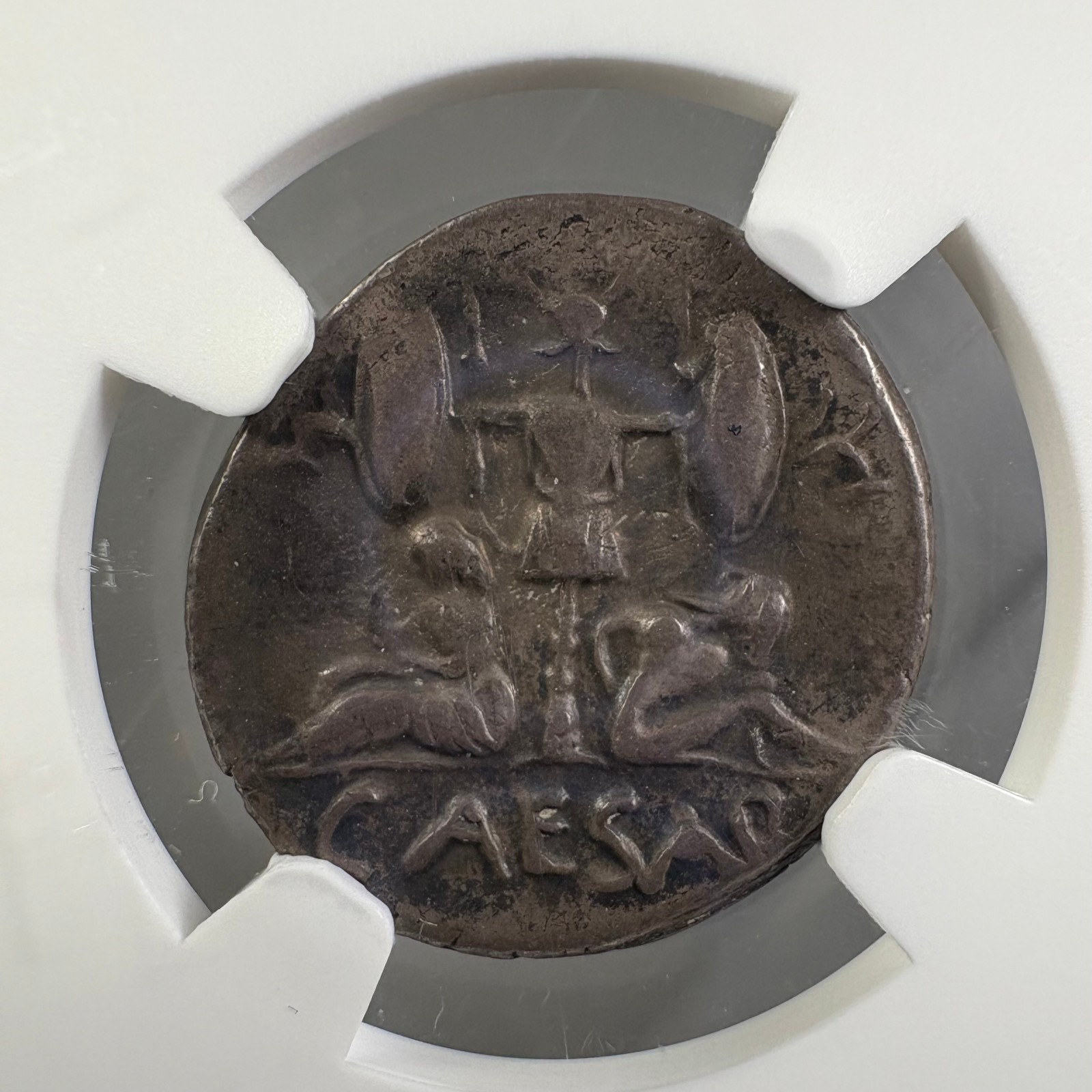 The Caesarians - Julius Caesar, Late 46-early 45 BC - AR Denarius - NGC CHVF