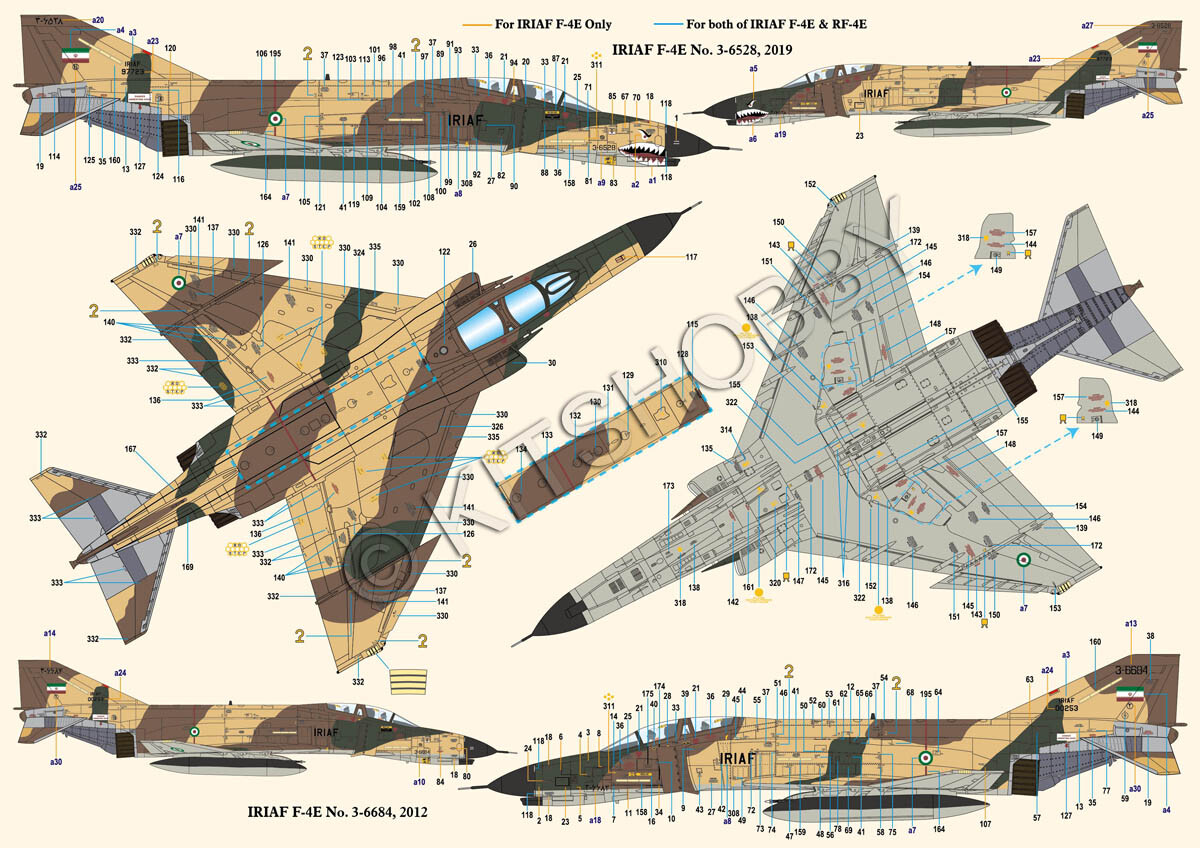 DXM decal 1/48 HAF & IRIAF F-4E / RF-4E Phantom Collection 2
