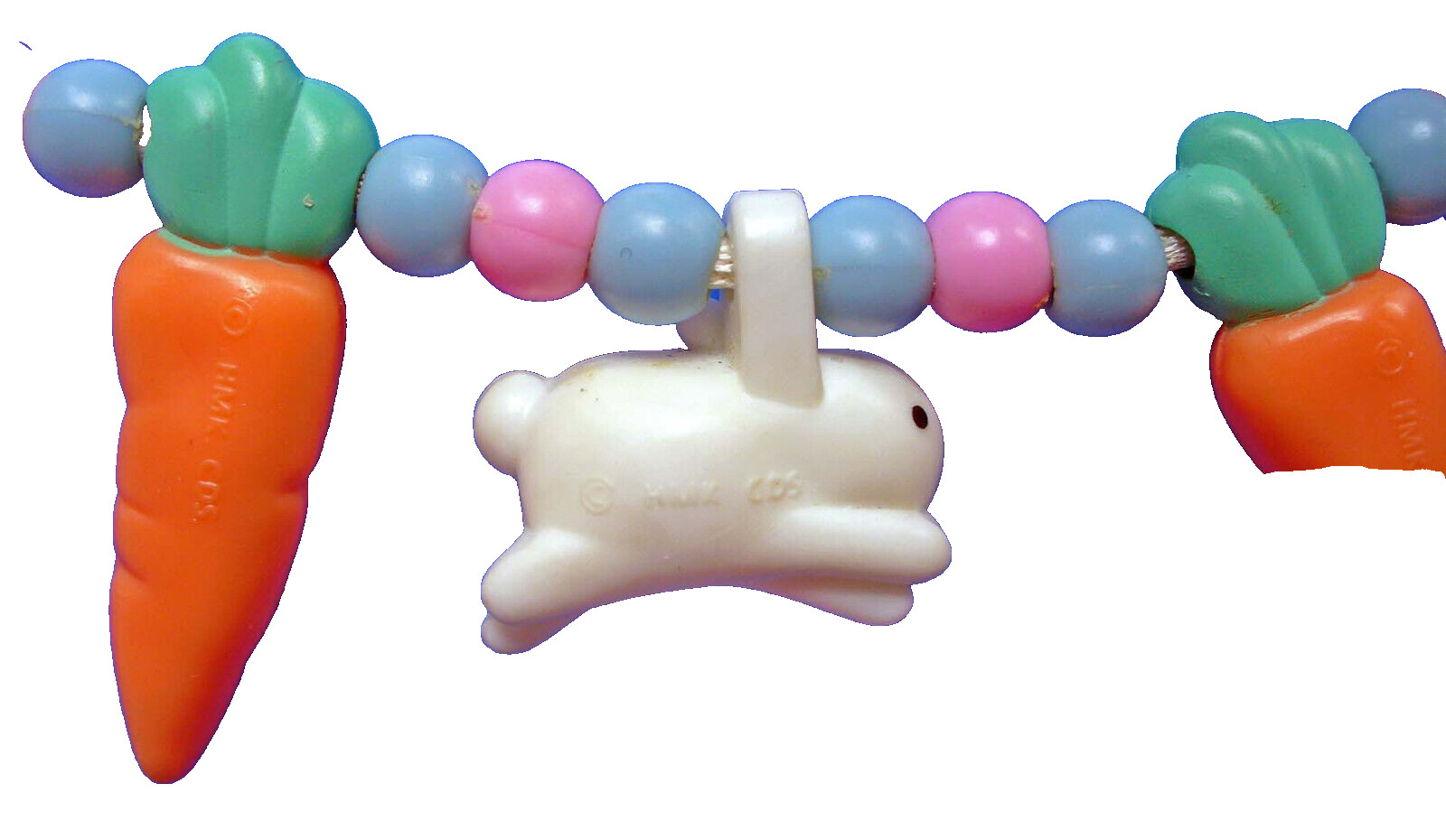 Hallmark NECKLACE Easter Vintage BUNNY Rabbit & CARROTS w Beads Adjustable