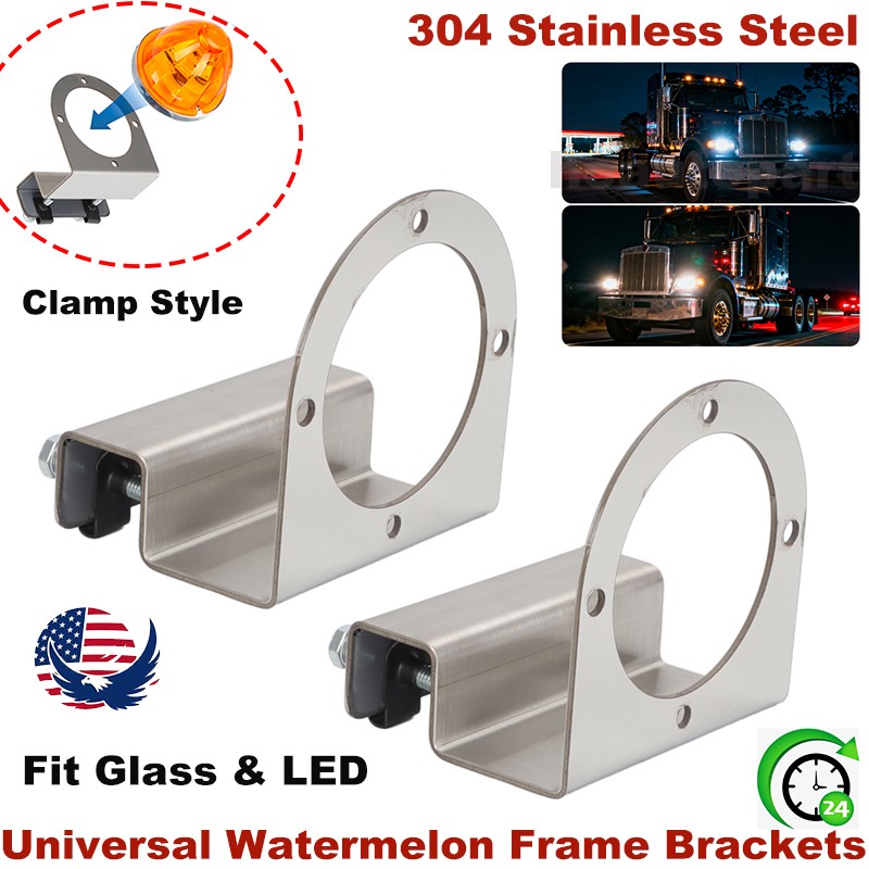 2 x 90* Downward Facing Frame Bracket Stainless For Watermelon Glass Lights LED
