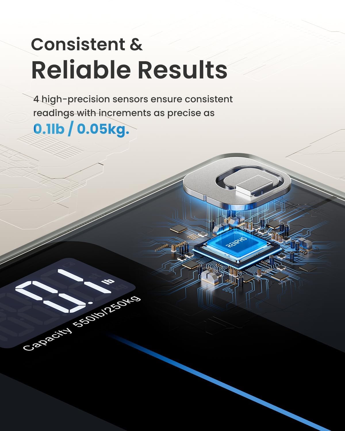 RENPHO Digital Bathroom Scale for Body Weight LCD Display Weighing Machine 550lb