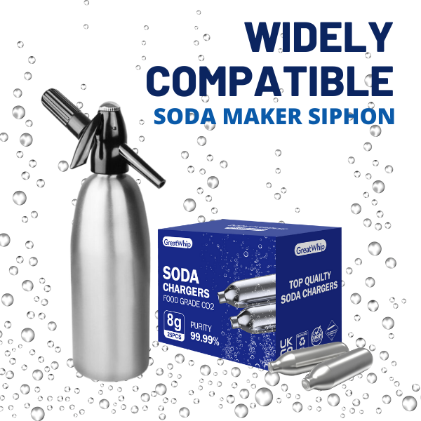 GreatWhip Soda Chargers Seltzer Chargers 8g CO2 Cartridge 25 / Pack Fizzy Water