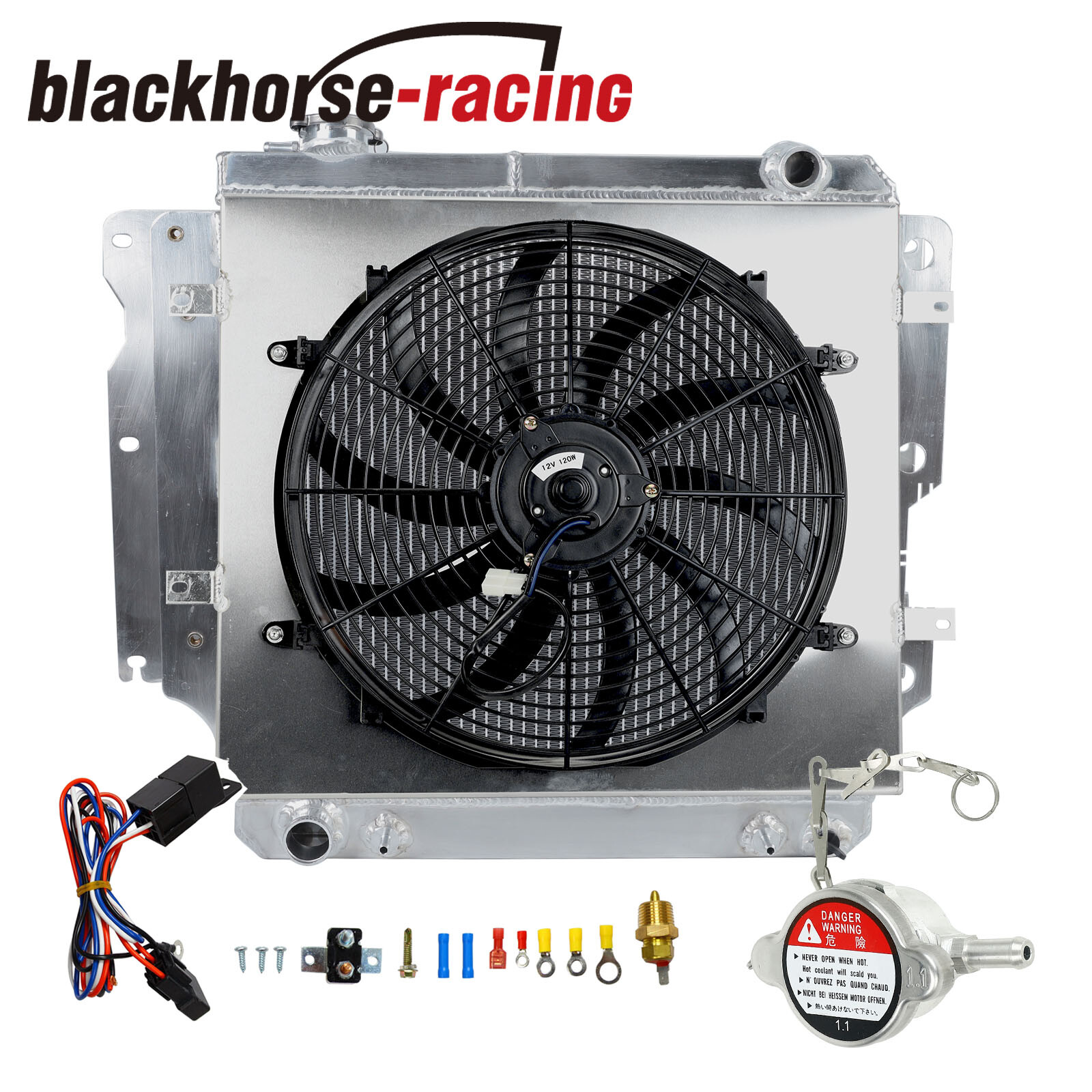 3 Row Radiator+Fan Aluminum Shroud Relay For Jeep 1987-2006 Wrangler TJ YJ L4 L6