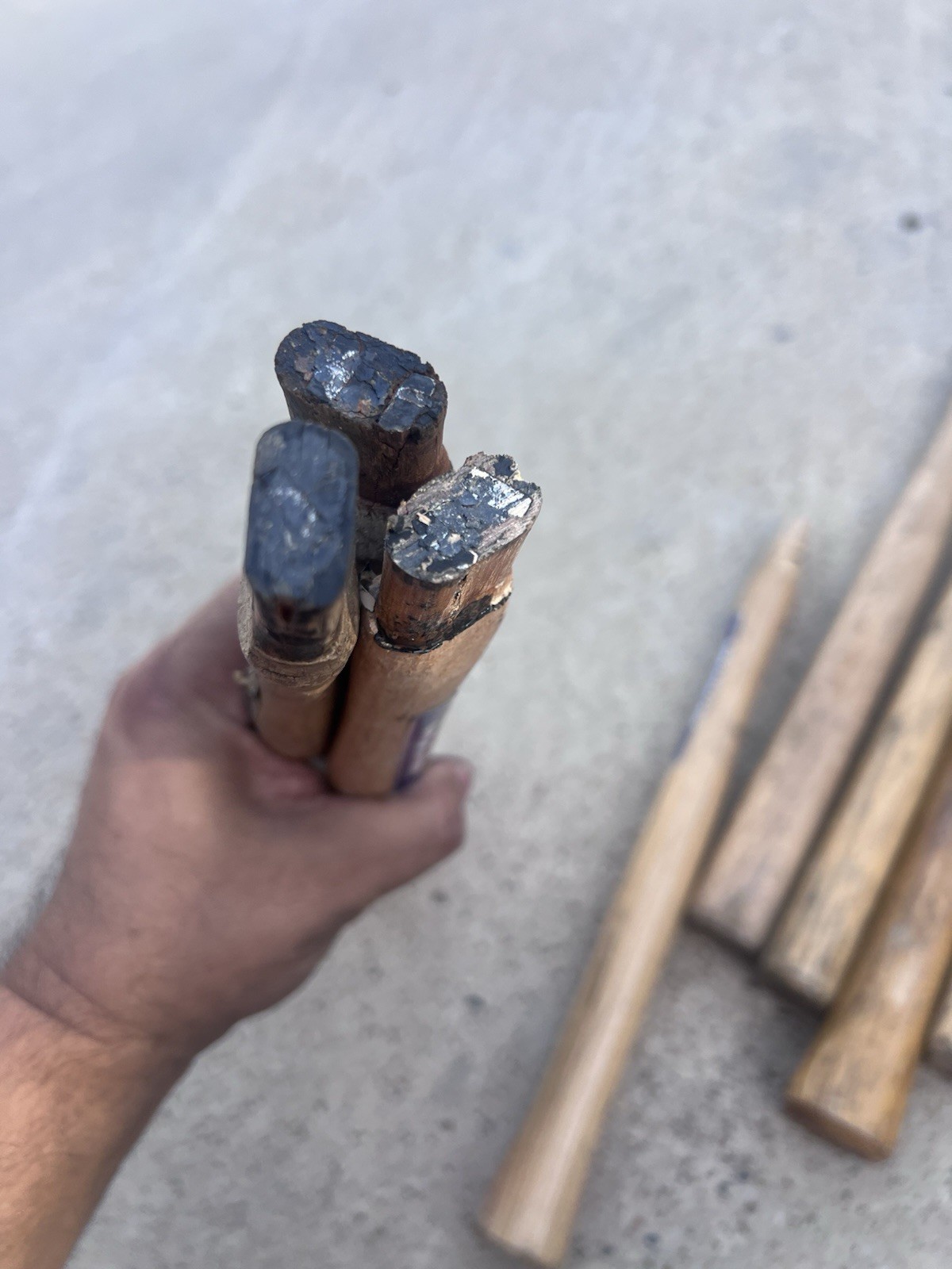 LOT of 4 Used Vaughan 12-14in Handles, Wood Turning, Repurposing, Crafting