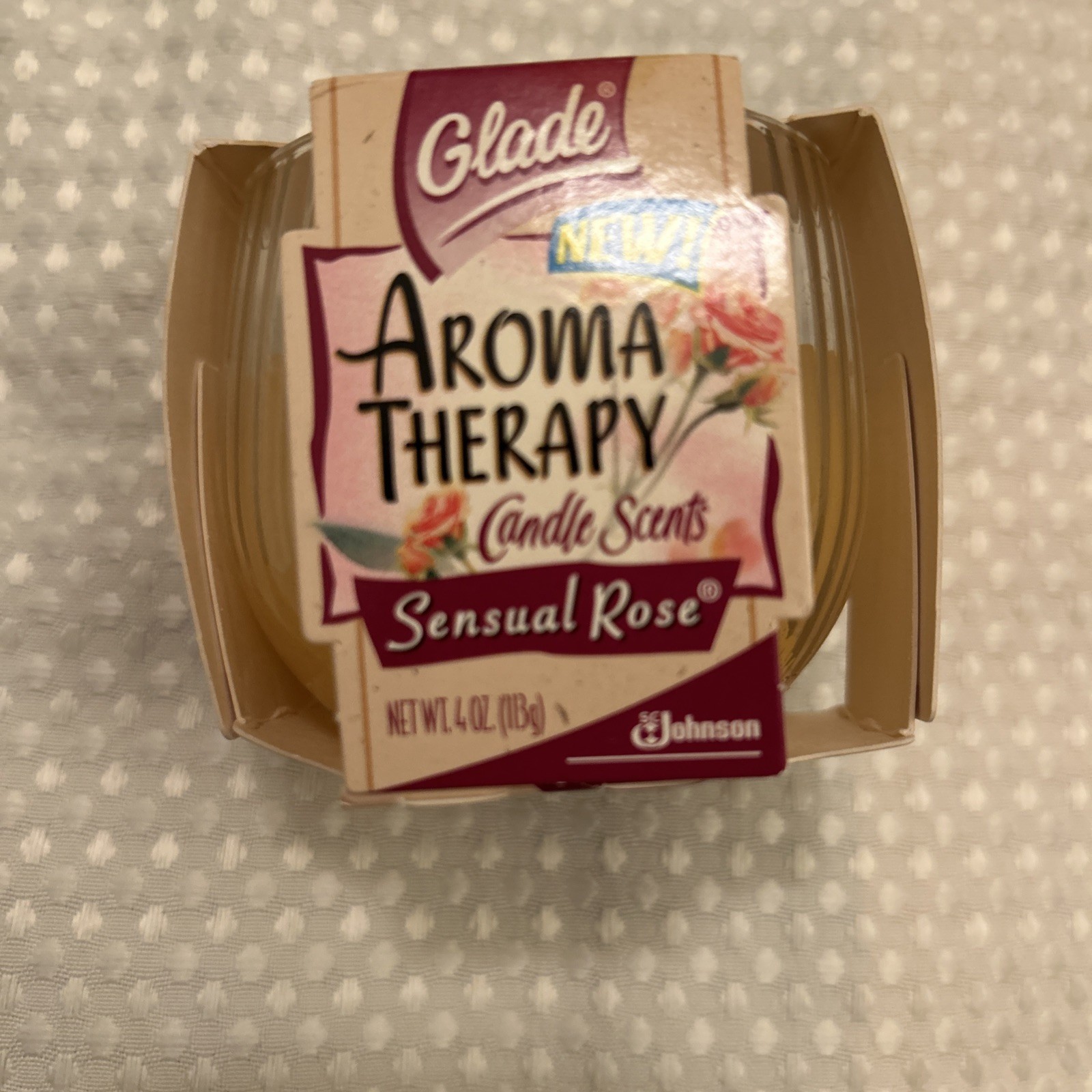 Glade Sensual Rose Candle Scents 4 Oz New Aroma Therapy Vintage 1999 Retired