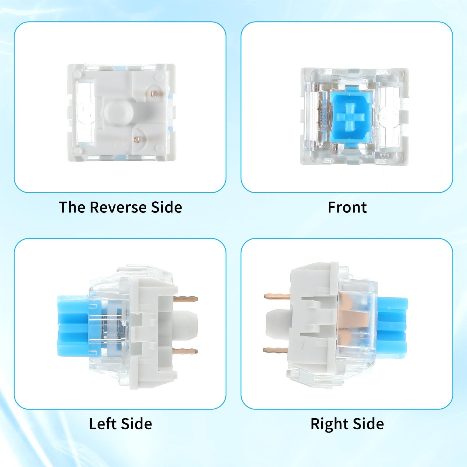 Keyboard Switches, 50 Pcs 3 PIN Blue Keyboard Clicker Dustproof Mechanical Ke