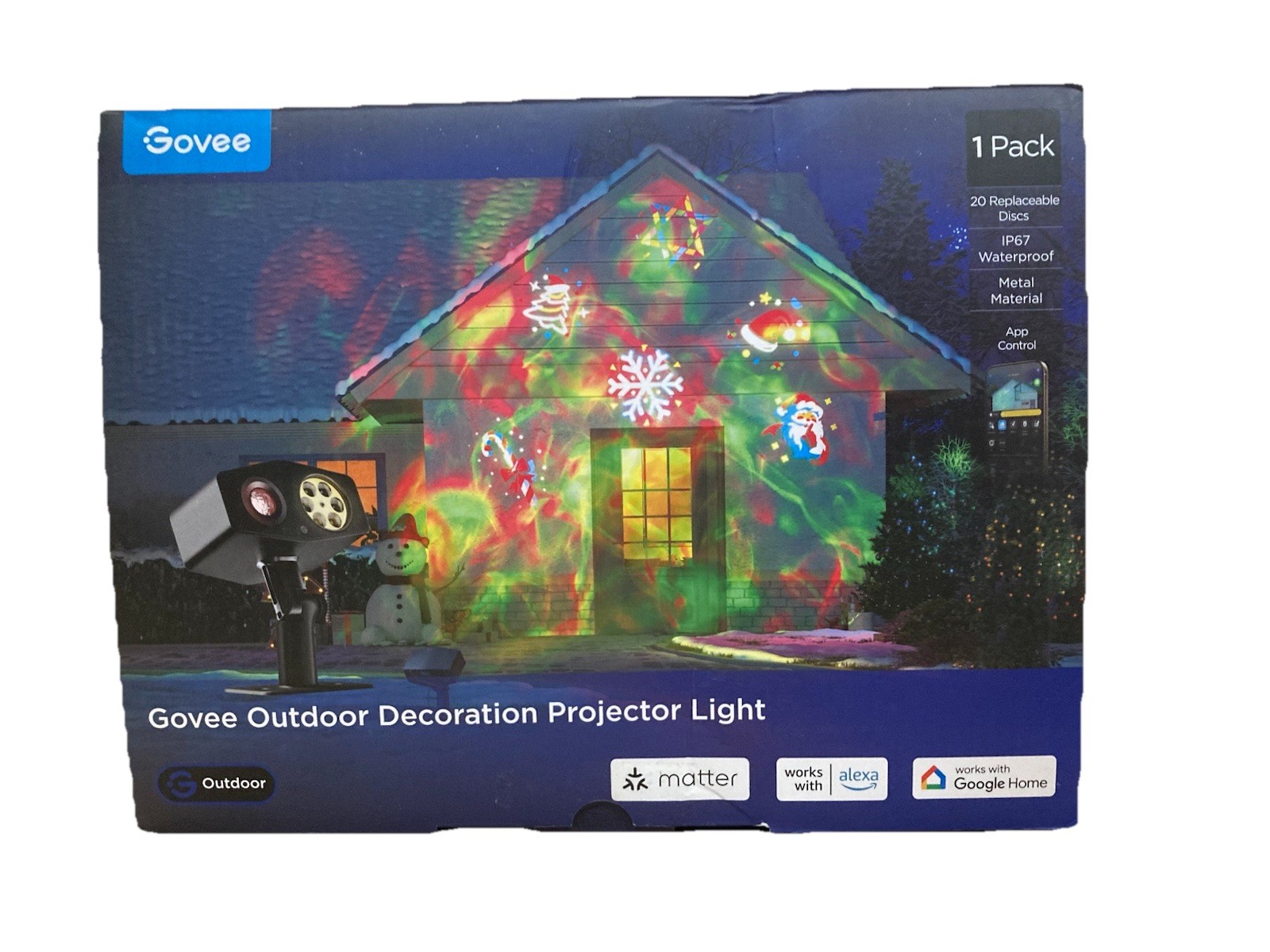 Govee Outdoor Projector Light with 20 Decorative Projection Discs H7071
