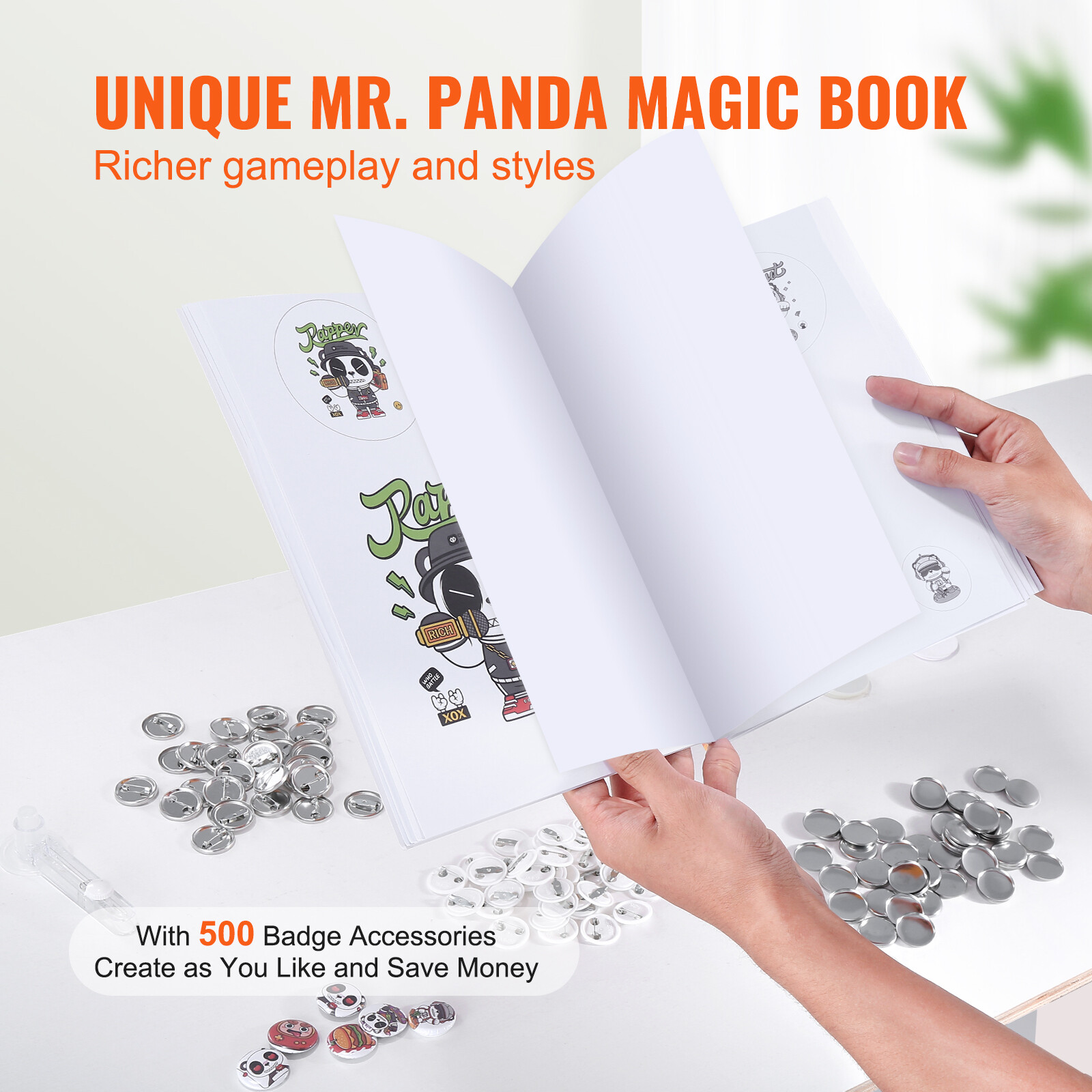 VEVOR Button Maker Machine Badge Maker 0.98" 25mm 500 Button Parts+Circle Cutter