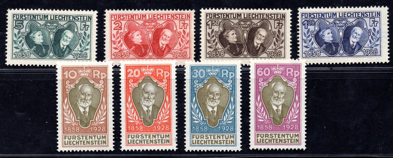LIECHTENSTEIN 1928 SCOTT # 82-89 PRINCE SOHAN COMPLETE SET MINT NEVER HINGED