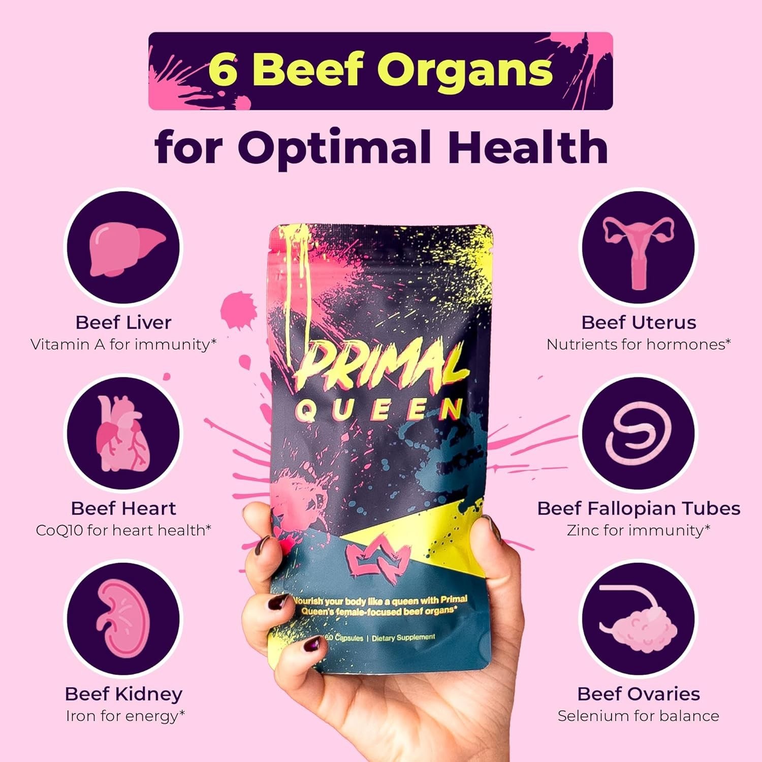 Beef Organ Supplement for Women | Primal Queen 60 Capsules 1 Month Supply