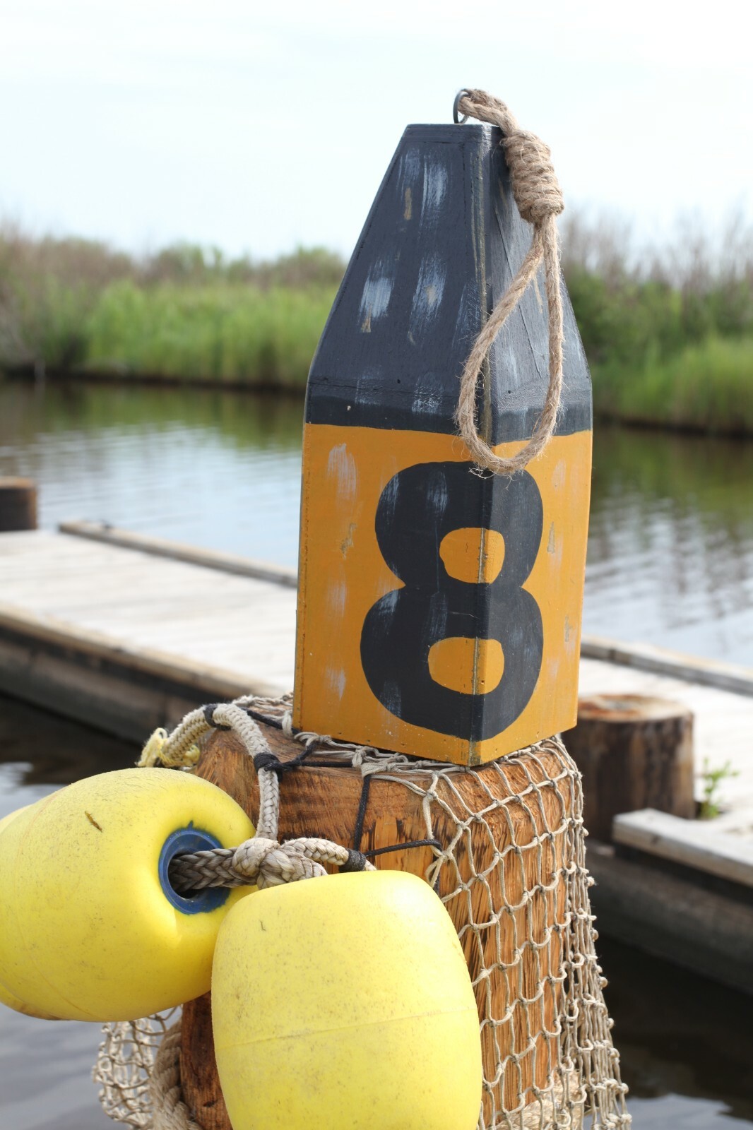 Crab Shack Decor Weathered Look Wood Buoy Fishing Float - WF-3