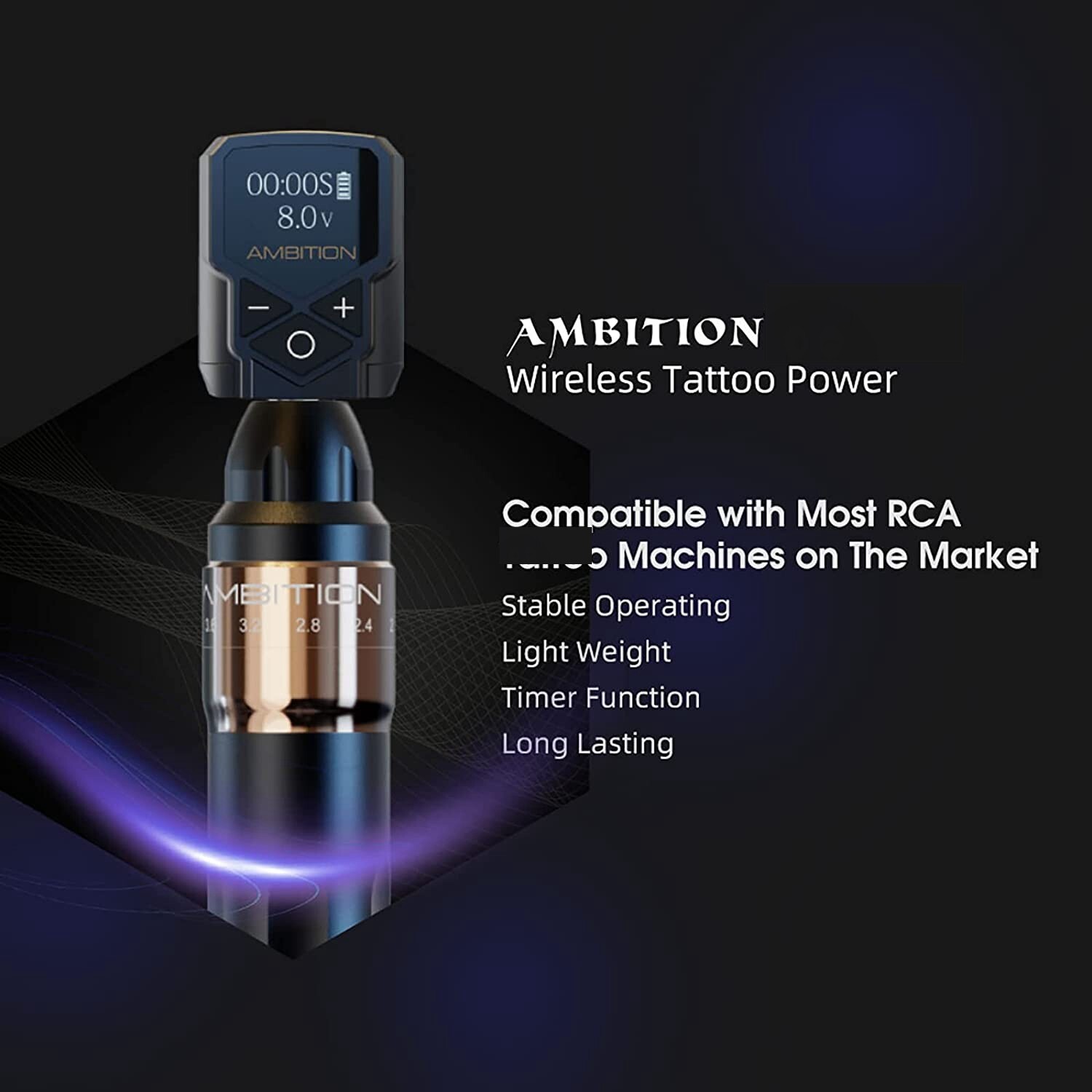 RCA Wireless Tattoo Battery Power Supply For Tattoo Machine Rotary Pen 2400mAh