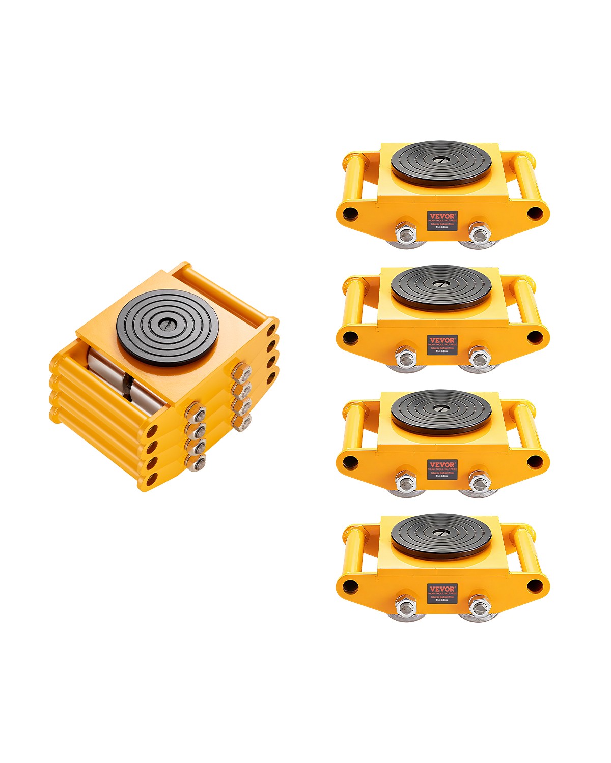 VEVOR 4PCS Machinery Skate Dolly Mover Skate 26455LBS/12T 4 Carbon Steel Wheels