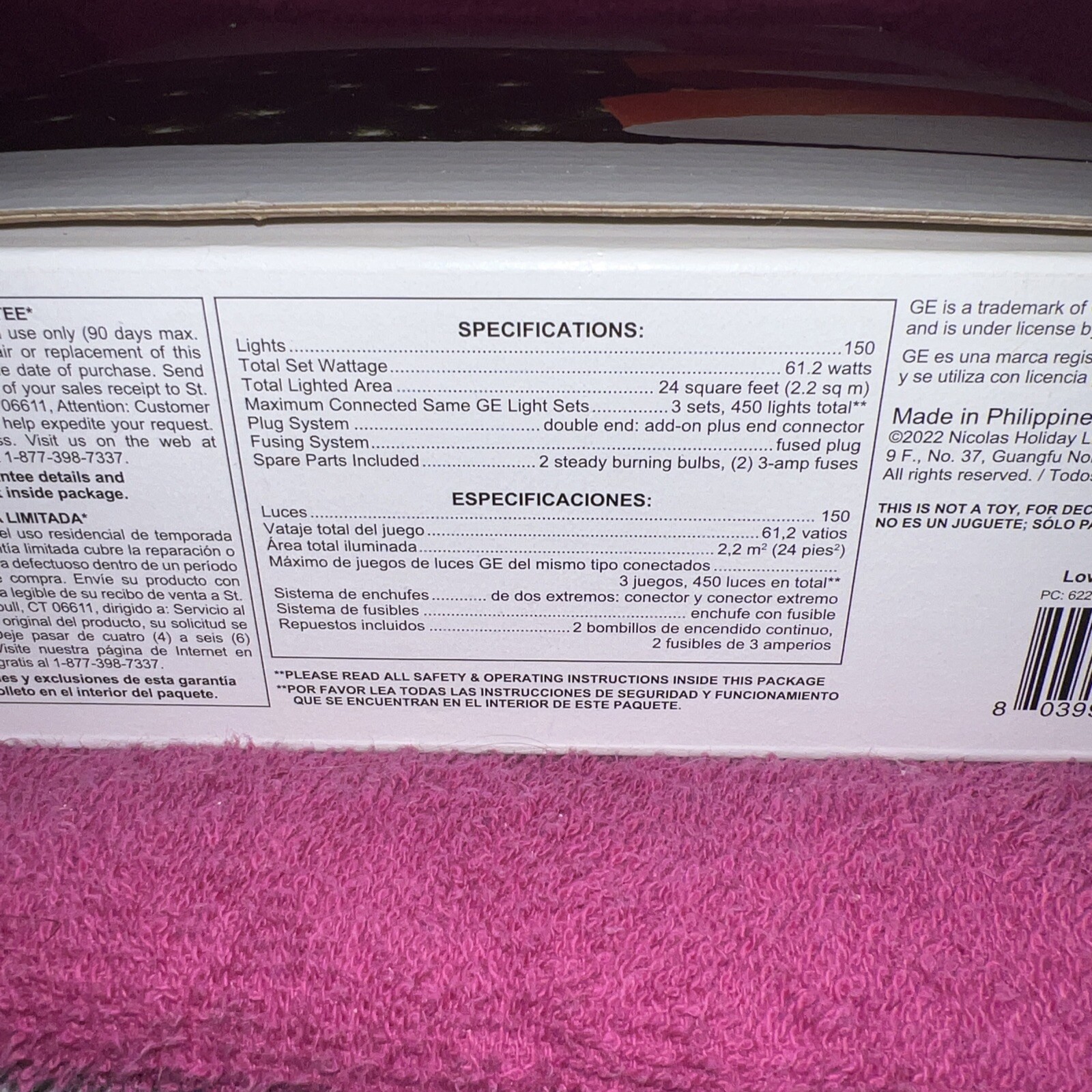 2 NEW GE String A Long 150 LED Clear White Net-Style Christmas Lights 4x6 Feet