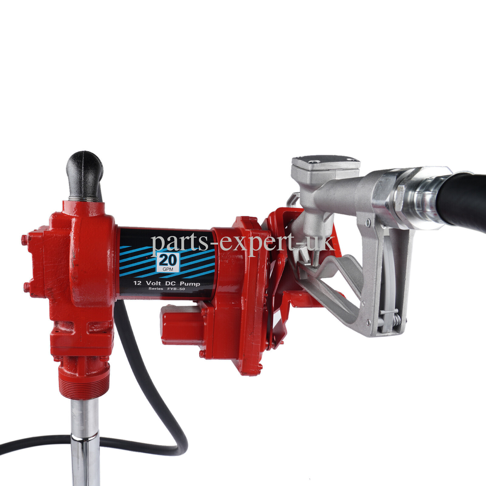12V 20GMP Fuel Transfer Pump+Nozzle Kit Transfer of Gasoline Diesel Kerosene Red
