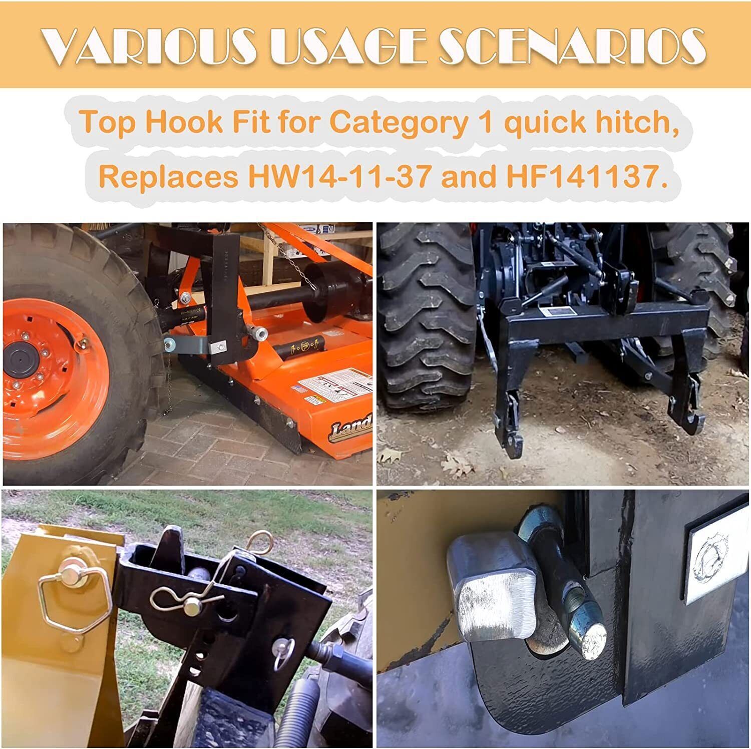 Adjustable Top Hook for Harbor Freight Quick Hitch Cat 1 Tractor 3 Point Hitch