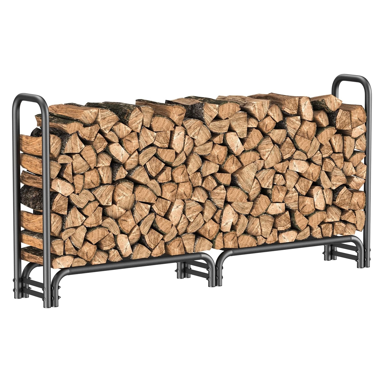8FT Firewood Rack Outdoor with Fabric Mesh for Storing Logs of Various Size, ...