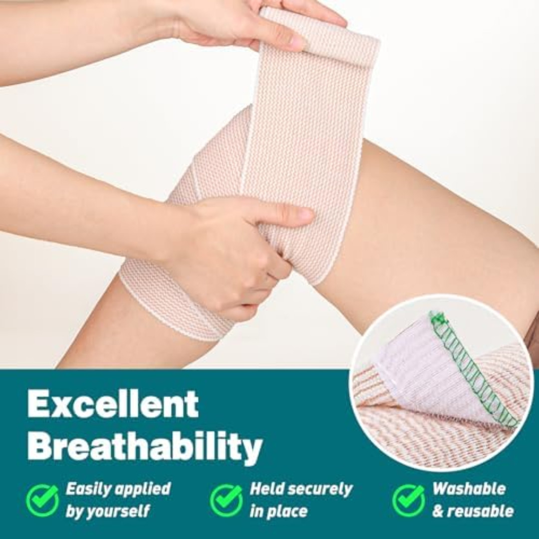 Premium Elastic Bandage Wrap 4 Inch, Compression Wrap Bandage for Legs, L