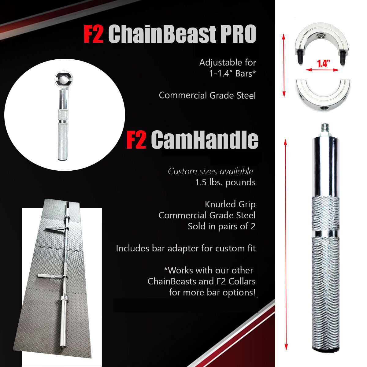 F2 CamHandles (17" inch/Angled Bar) with ChainBeast PRO