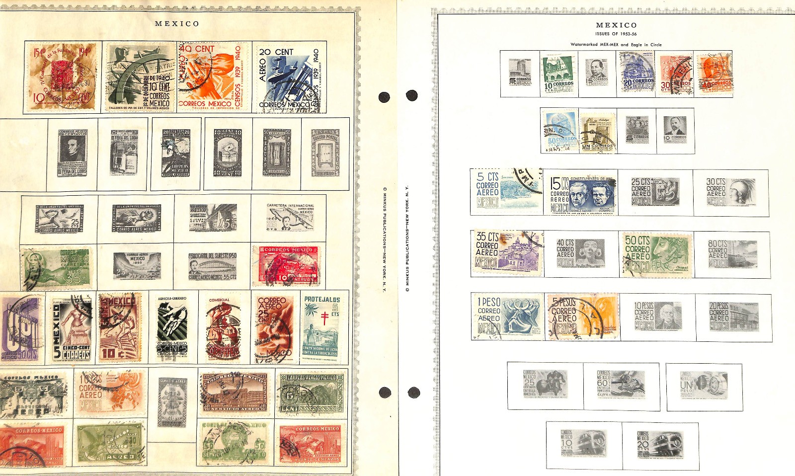 Mexico Stamp Collection on 8 Minkus Pages, 1863-1956 (BL)