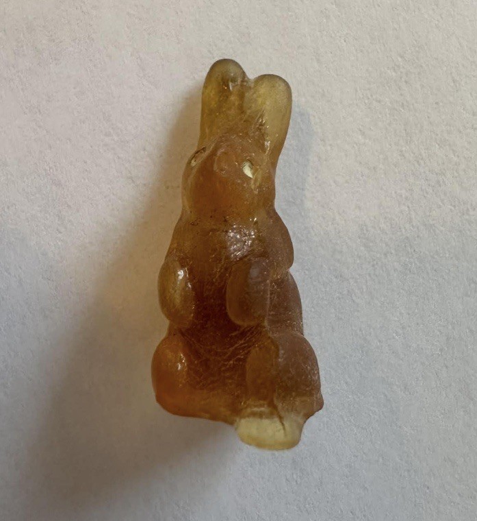 Vintage Czech Glass Bunny Rabbit Apple Juice Cracker Jack AS IS
