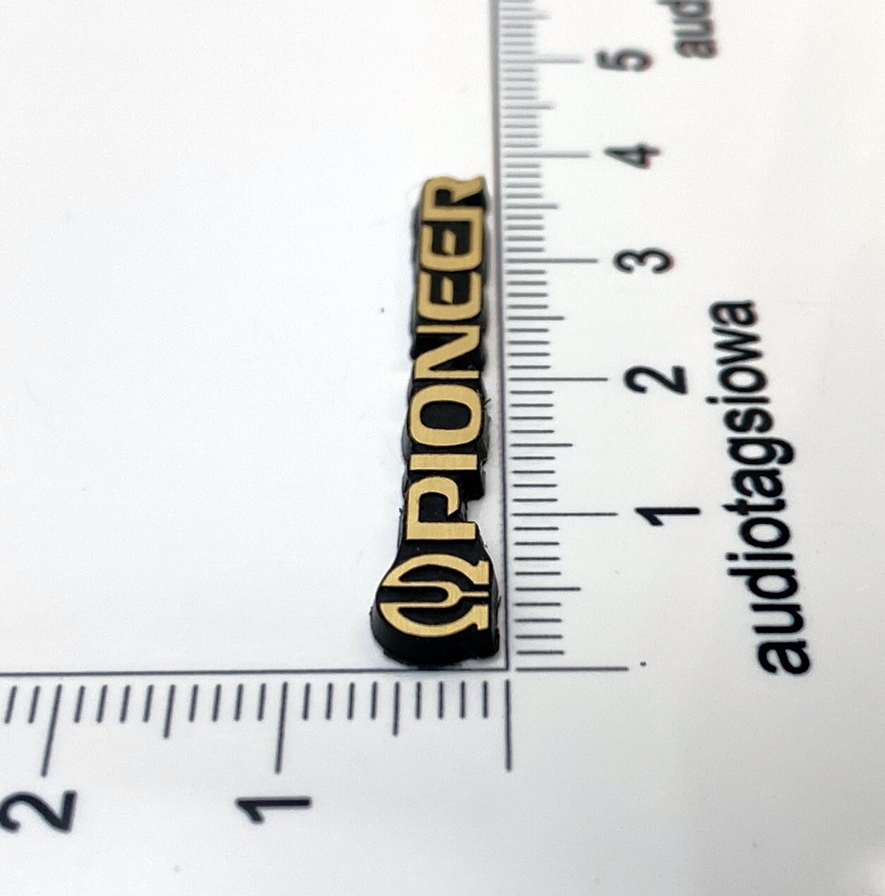 Pioneer Equipment Badge Logo Gold Incised Plastic SMALL 36mm x 6mm